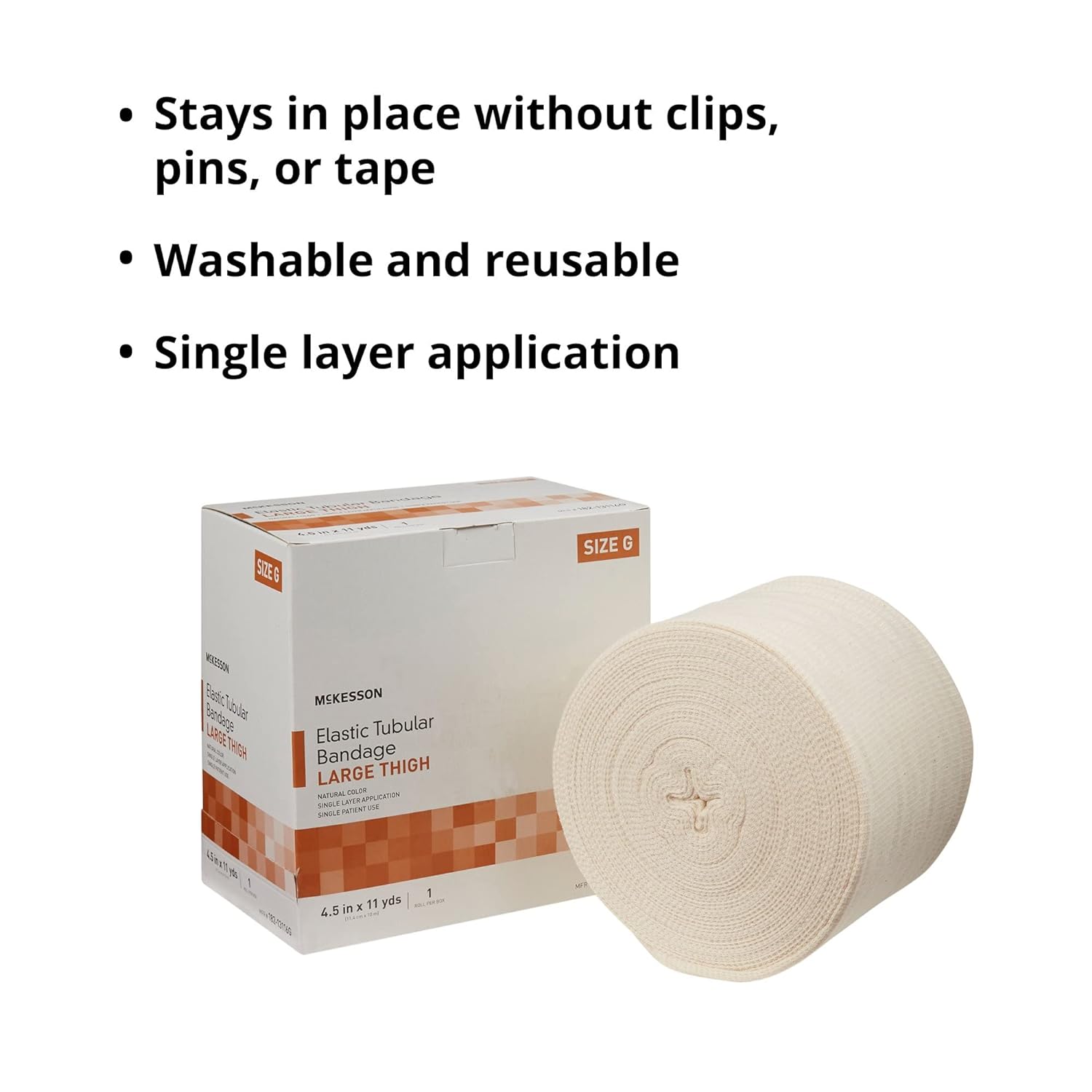 McKesson Spandagrip Tubular Bandage, Elastic Support with Compression - for Large Thighs, Size G, 4 1/2 in x 11 yd, 1 Count, 1 Pack