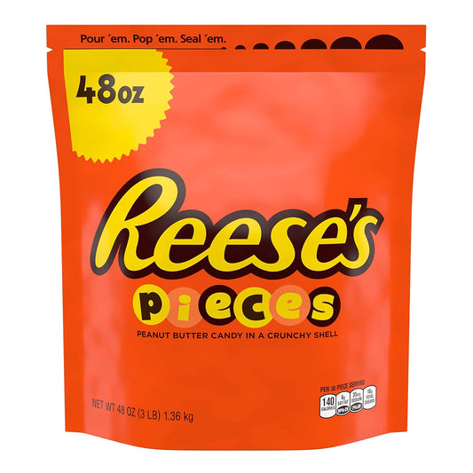 Reese'S Pieces Peanut Butter In A Crunchy Shell, Resealable Bulk Candy Bag, 3 Lb