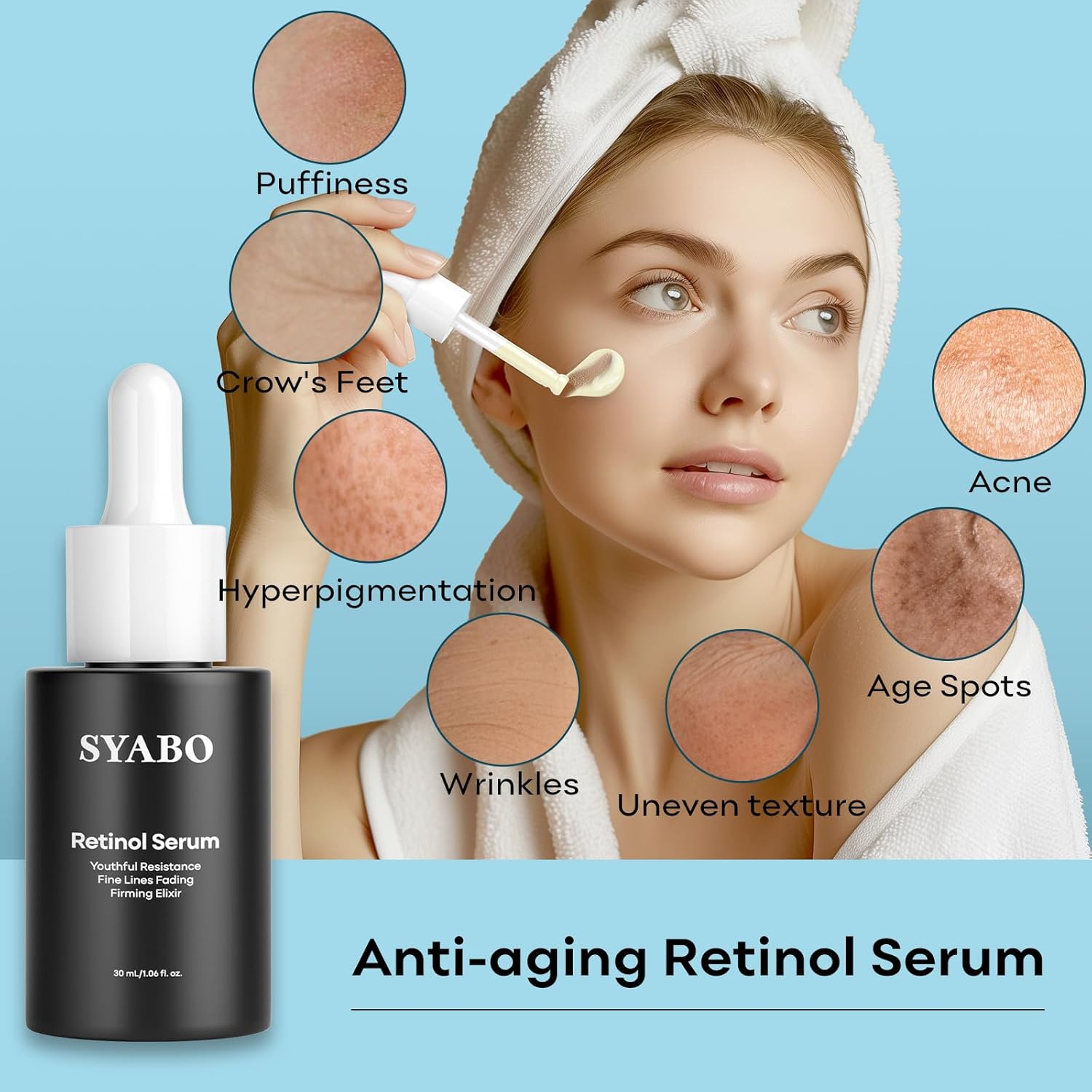 SYABO Retinol Serum for Face, Face Serum with Squalane and Vitamin E, Face Firming Elixir for Anti Aging, Reduces Age Spots and Resist Fine Line, 1 Fl Oz / 30 ml : Beauty & Personal Care