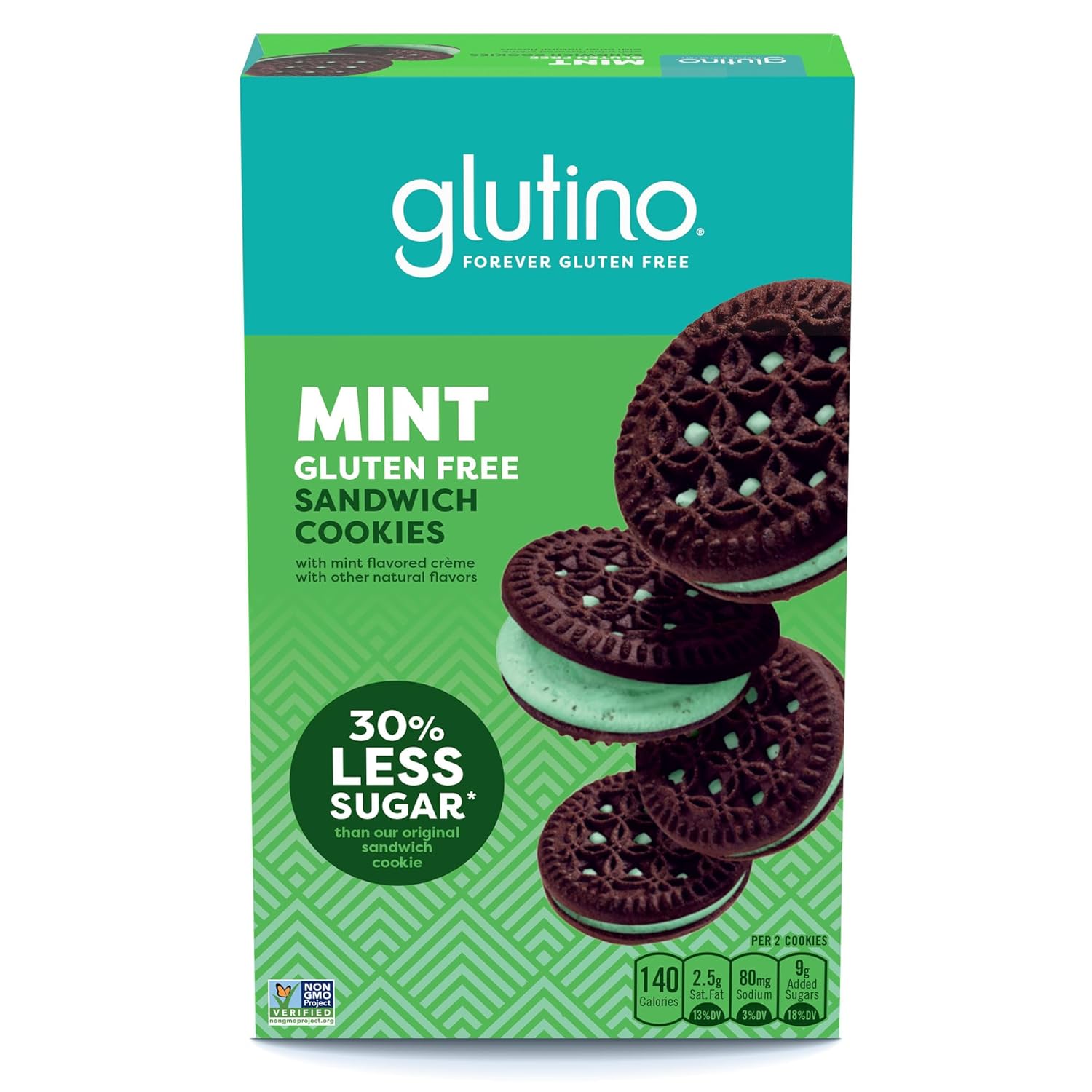 Glutino Gluten Free Mint Flavored Sandwich Cookies, Gluten Free Snacks, 10.5 Oz