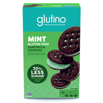 Glutino Gluten Free Mint Flavored Sandwich Cookies, Gluten Free Snacks, 10.5 Oz