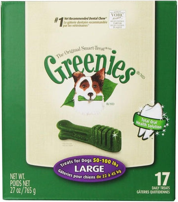 Greenies Original Large Natural Dental Care Dog Treats, 27 oz. Pack (17 Treats) : Pet Snack Treats : Pet Supplies