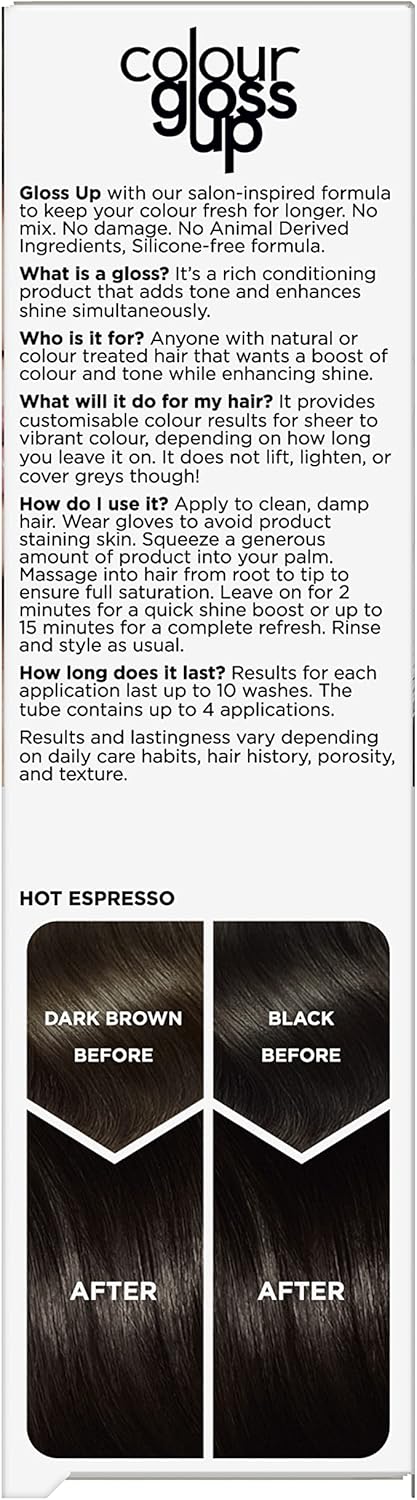 Clairol Colour Gloss Up Instant Toning Gloss, Hot Espresso, 130Ml