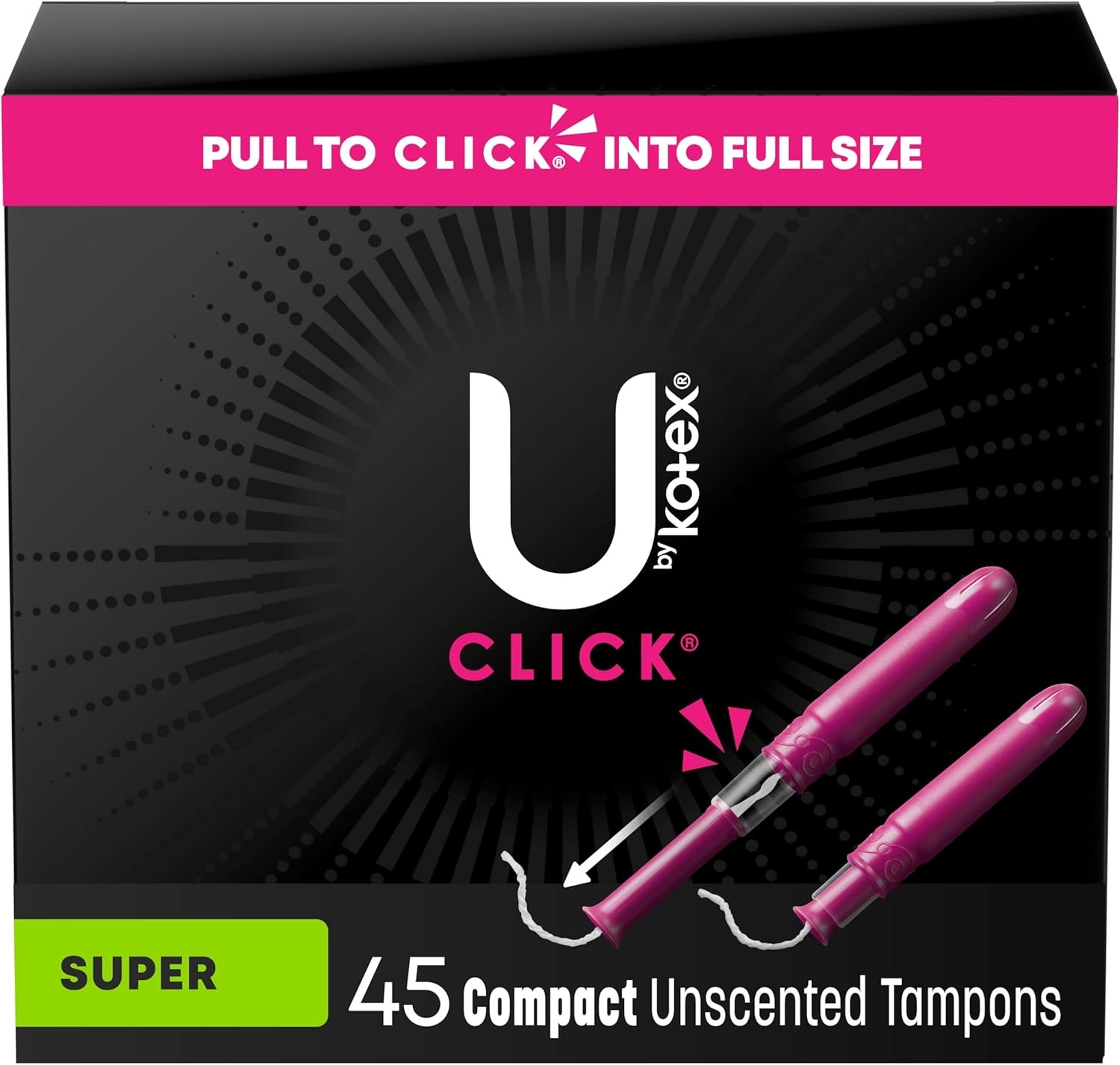 U By Kotex Tampons, Click Compact, Super Absorbency, Unscented, 45 Count