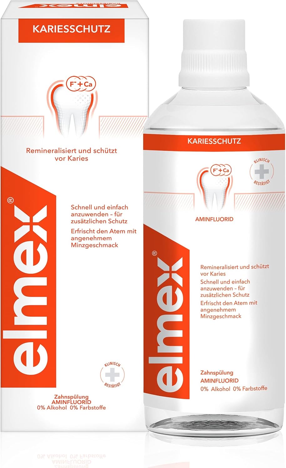 Elmex Mouthwash Caries Protection 400 Ml - Antibacterial Teeth Cleaning Without Alcohol Effectively Protects Against Caries - For Daily Use With Dual Active Calcium Fluoride Protective Shield