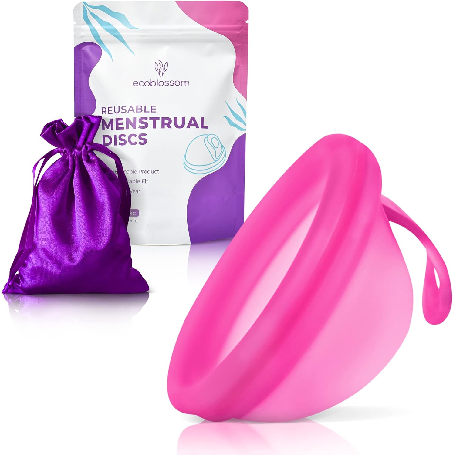 Ecoblossom Reusable Menstrual Disc - Menstrual Cup - Soft Period Disc for Women Designed with Flexible, Medical-Grade Silicone Period Cup (Small, Rose)