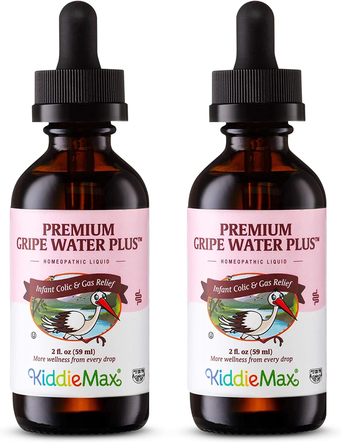 Maxi Health Homeopathic Gripe Water for Baby's - Infant Colic, Hiccup, Gas Relief | Premium Herbal Fast Acting Drops (Unflavored 59 mL (Pack of 2))