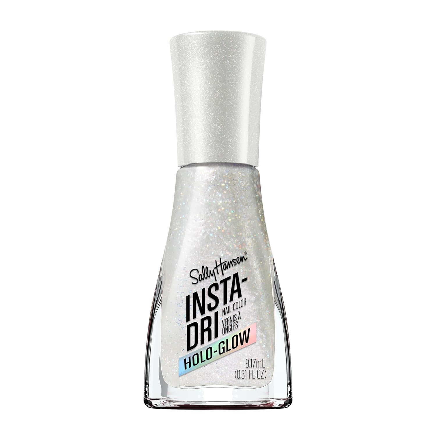 Sally Hansen Insta-Dri® Holo-Glow, Shine Bright, Quick Dry, Long Lasting, Streak-Free Shine, Metallic White Nail Polish