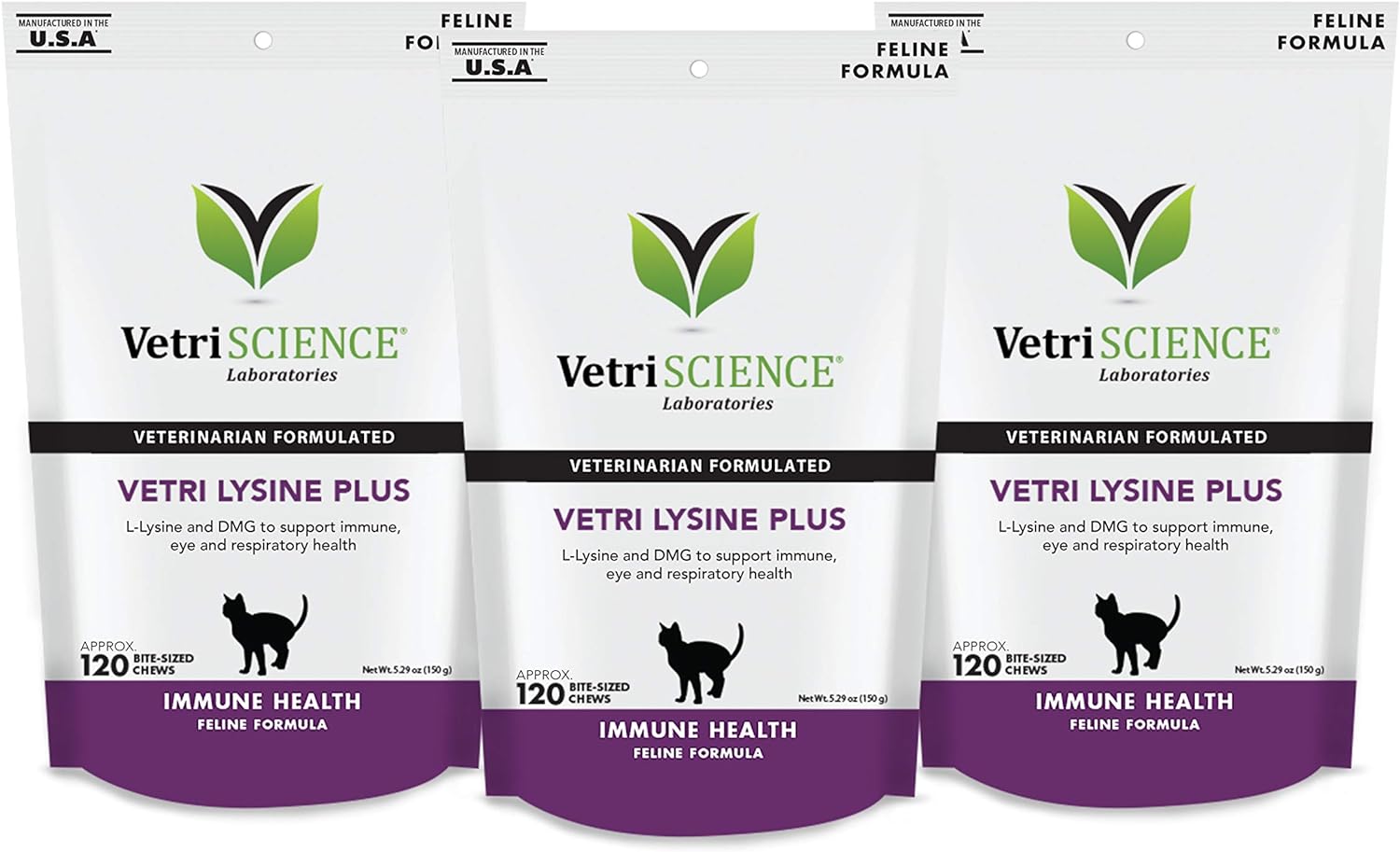 Vetriscience Laboratories - Vetri Lysine Plus, 120 Bite Sized Chews, 3 Pack