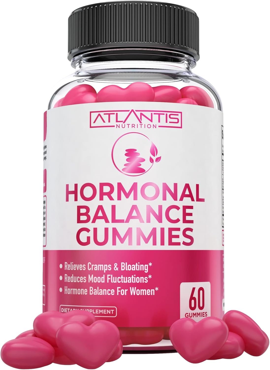 Atlantis Nutrition Hormonal Balance For Women & Pms Relief Gummies - Alleviates Cramps, Bloating, Mood Swings, Hot Flashes & Night Sweats - Cranberry, Dong Quai & Chasteberry Menstrual Cramp Relief