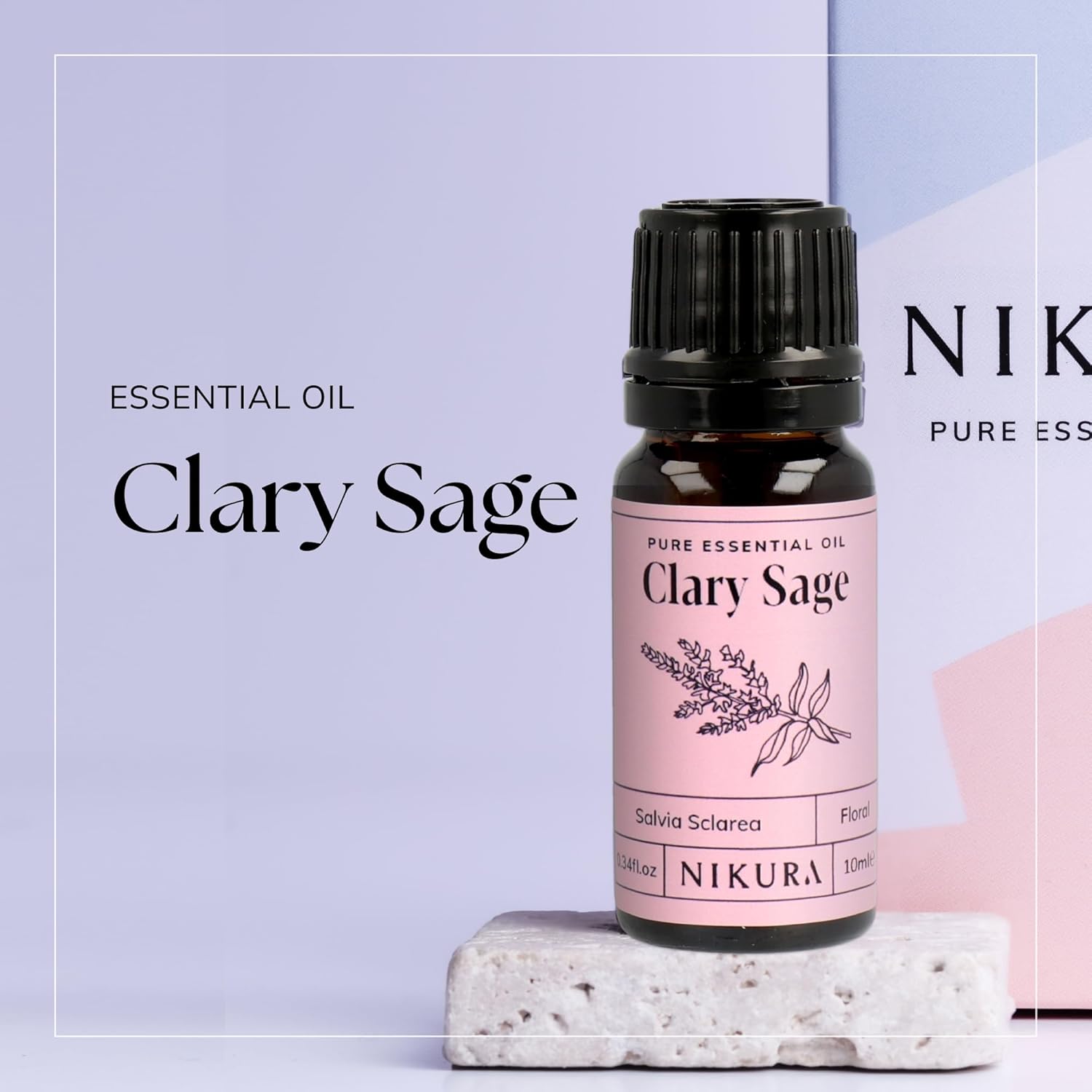 Nikura Clary Sage Essential Oil - 10ml | 100% Pure Natural Oils | Perfect for Aromatherapy, Diffusers, Humidifier, Bath | Great for Self Care, Stress Relief, Calming | Vegan & UK Made : Amazon.co.uk: Health & Personal Care