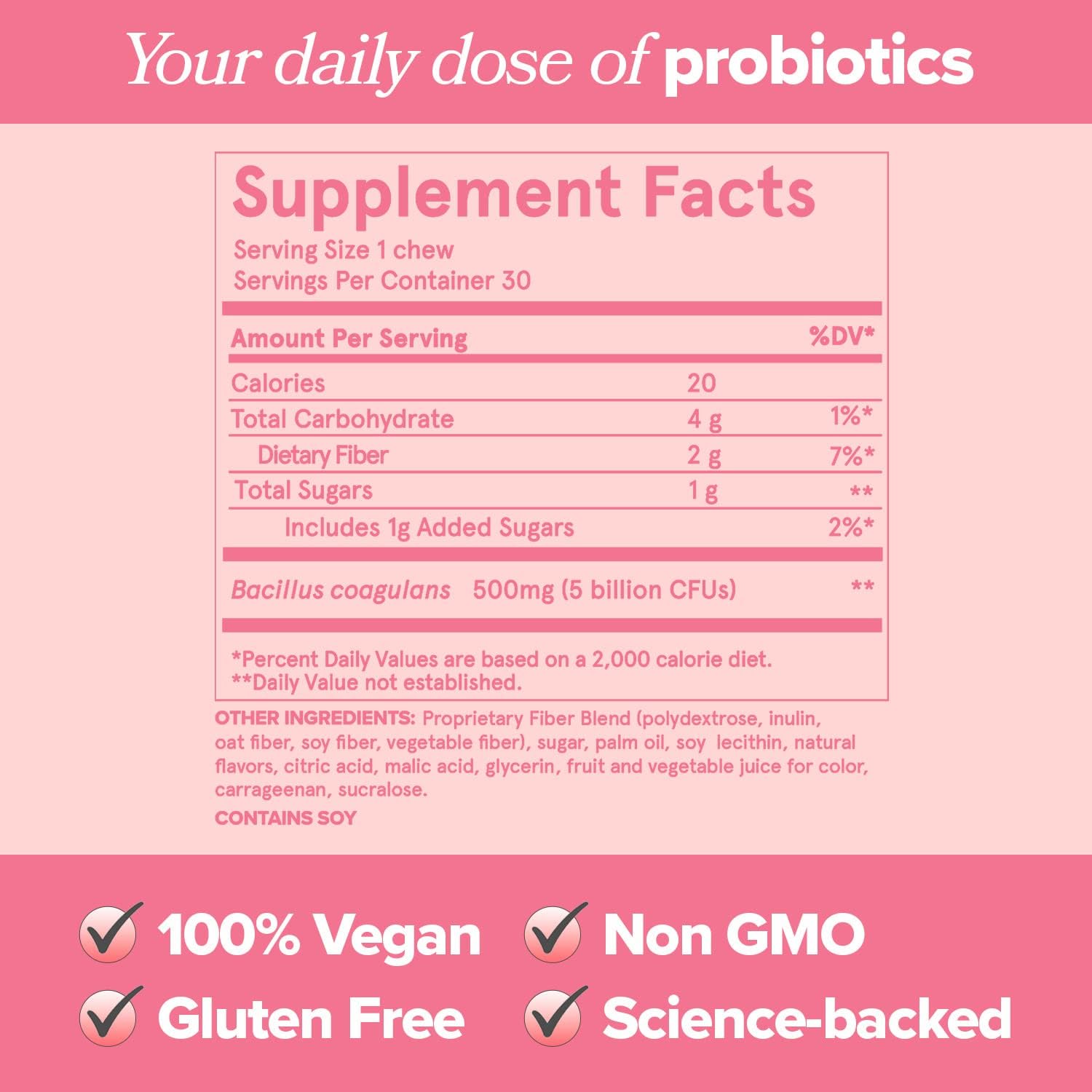 FLO-Biotics Probiotic Soft Chews for Digestive Health, Healthy Gut Flora & Occasional Constipation Relief – Vegan Digestive Health Probiotic Gummies Gut Supplement Berry Flavor - 30 Count (Pack of 1) : Health & Household