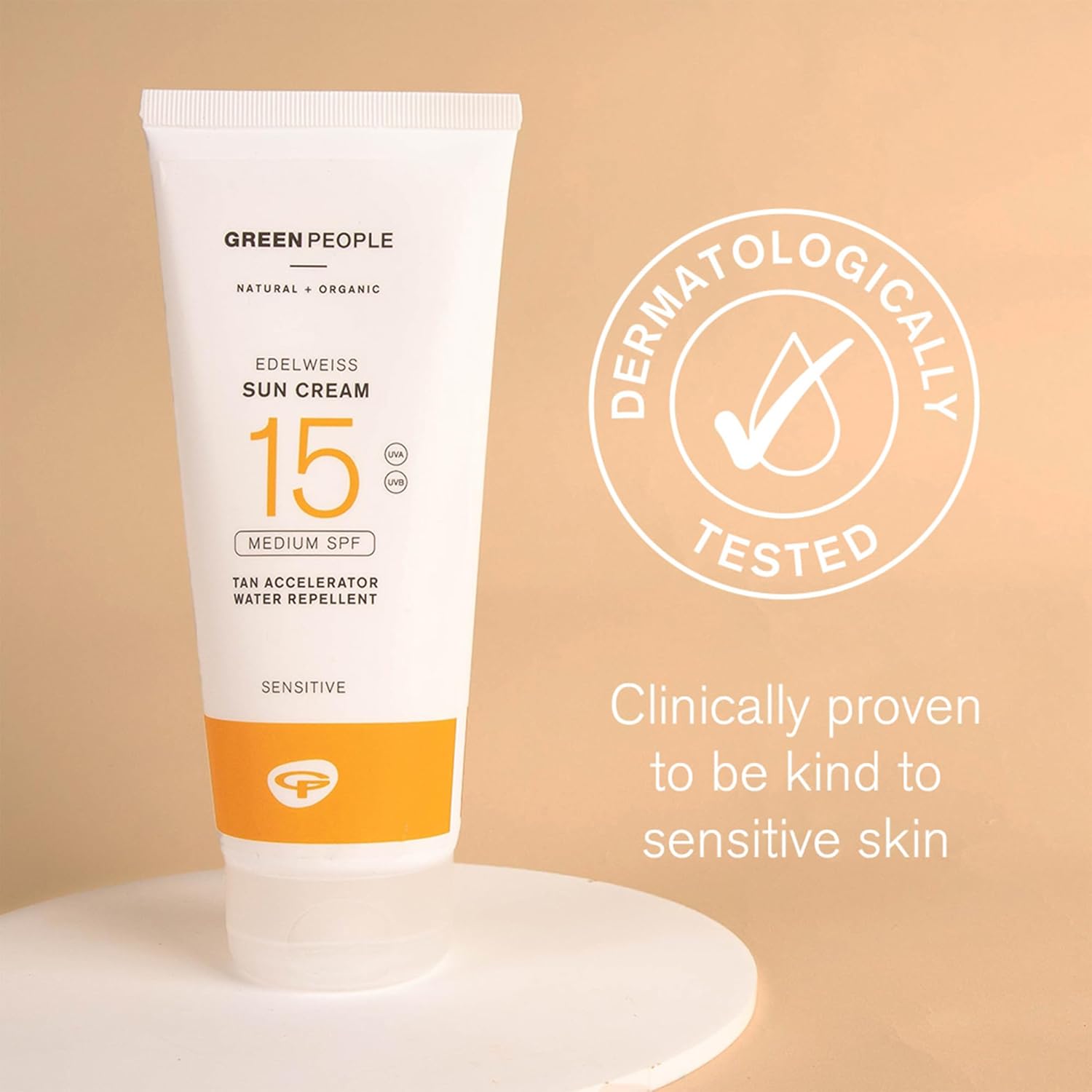 Green People Edelweiss Sun Cream with Tan Accelerator - SPF15 - Natural Sunscreen Suitable for Sensitive Skin - Reef Safe & Cruelty Free, 200ml : Amazon.co.uk: Beauty