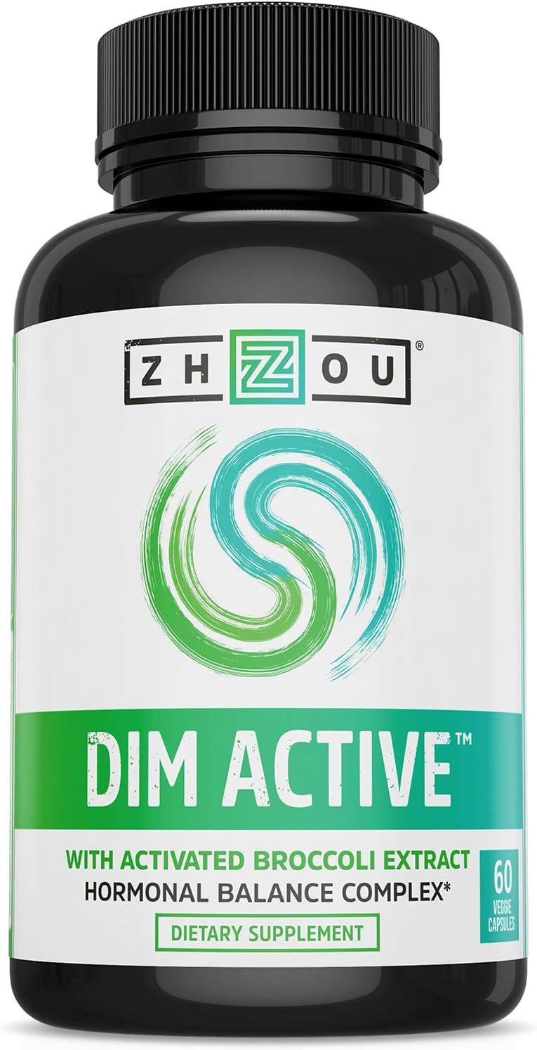 Zhou Dim Active | Menopause & Estrogen Metabolism Supplement With 250Mg Dim Plus Broccoli Seed Extract & Bioperine | For Women & Men | 60 Capsules