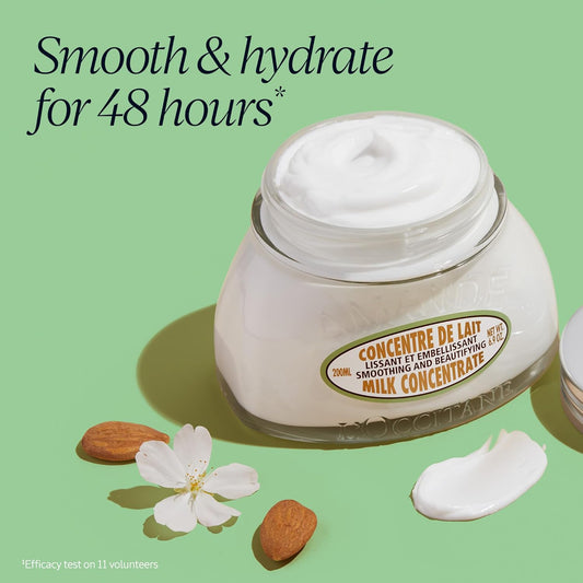 L'Occitane Almond Milk Concentrate: 48 Hour Hydration*, Visibly Firm & Soften Skin, Delicious Scent, With Almond Milk + Almond Oil, Moisturizer, Refill Available