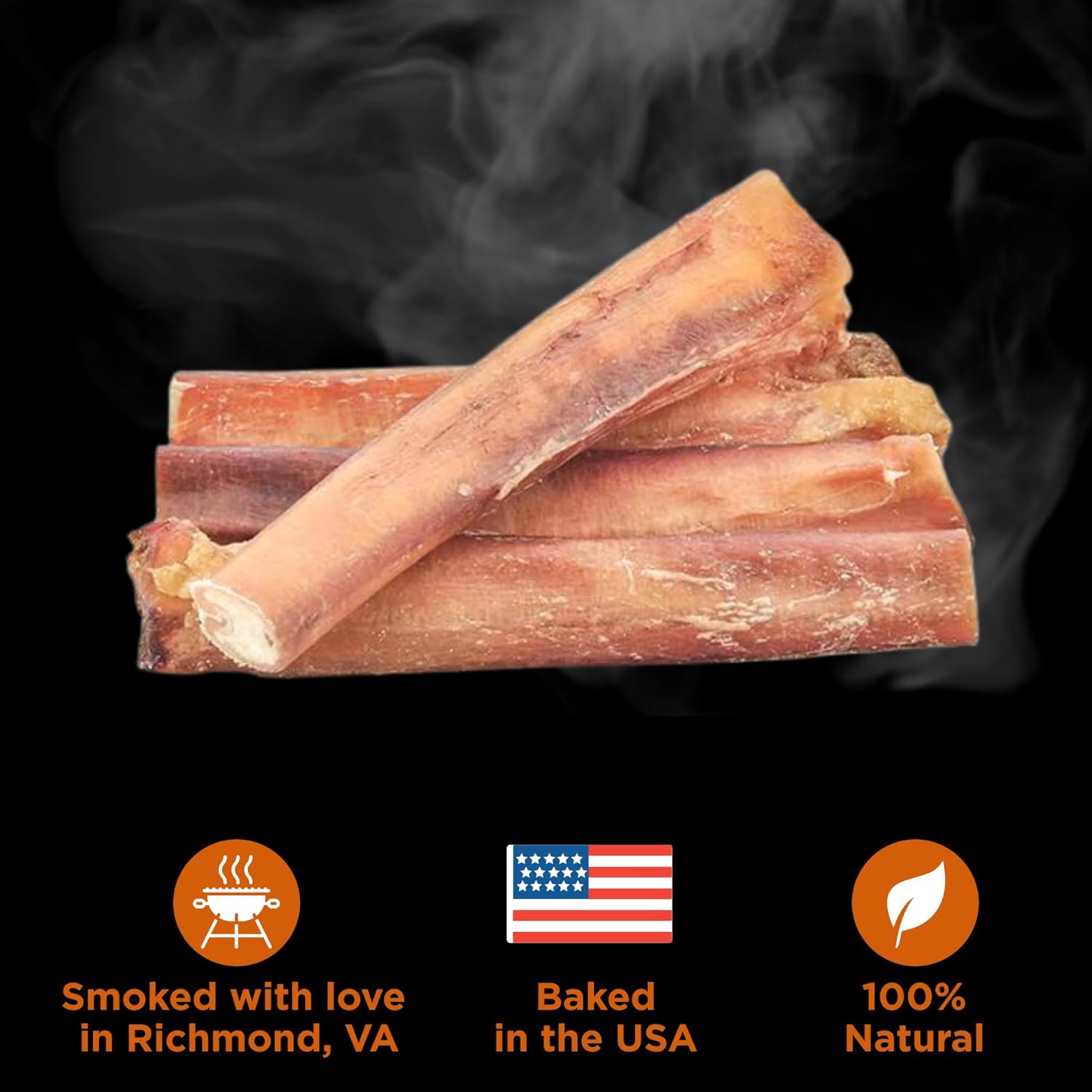 Best Bully Sticks Hickory Smoked 100% Natural Jumbo 6 Inch Bully Sticks for Dogs, 4 Pack - Smoky, Odor-Free No Additives Grain-Free Beef Dog Chews : Pet Supplies