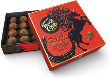 Willie'S Cacao - Chocolate Truffle Gift Box - Dark Chocolate Praline Truffles With Cornsish Sea Salt - Vegan Chocolate Truffles - 16 Truffles, 110G - Artisan Chocolate - 100% Natural