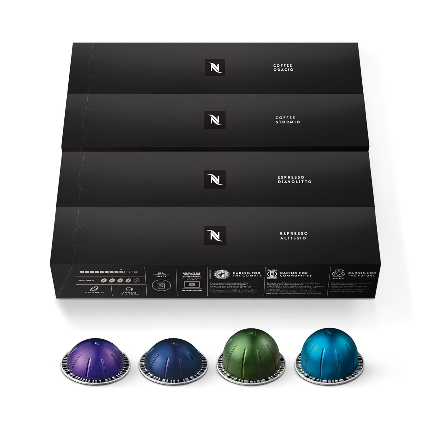 Nespresso Capsules Vertuo, Intense Variety Pack, Dark Roast Coffee, 40-Count Coffee & Espresso Pods, Brews 7.8Oz. And 1.35Oz