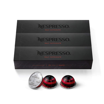 Nespresso Capsules Vertuo, Half Caffeinato, Mild Roast Coffee, 30-Count Coffee Pods, Brews 7.8Oz