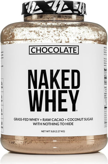 Naked Whey Protein Supplement Powder, Chocolate, Gmo Free, Soy Free, Gluten Free Aid Muscle Growth And Recovery 60 Servings, 5 Ib