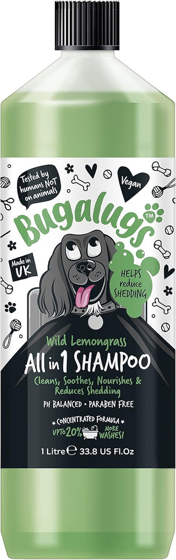 BUGALUGS Dog Shampoo All in 1 shampoo & conditioner dog grooming products for smelly dogs with Apple & Vanila fragrance, best vegan pet puppy shampoo, professional groom?BSHALL1L