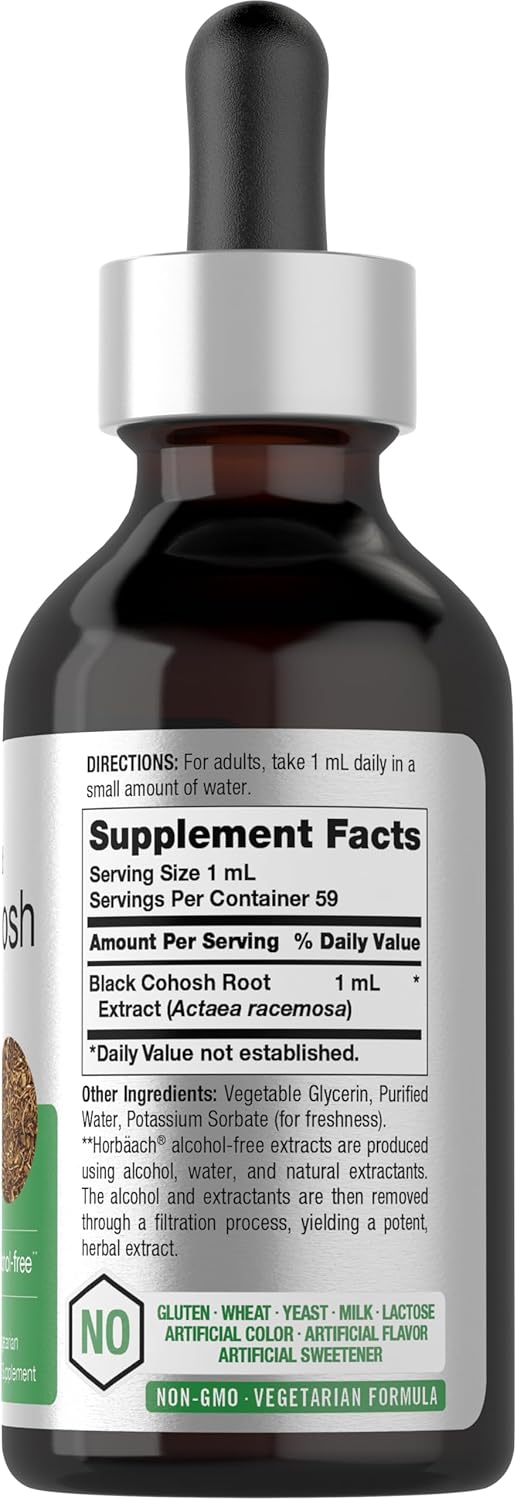 Horbäach Black Cohosh Root Tincture | 2 Fl Oz | Vegetarian Liquid Extract | Non-Gmo, Gluten Free Herbal Supplement