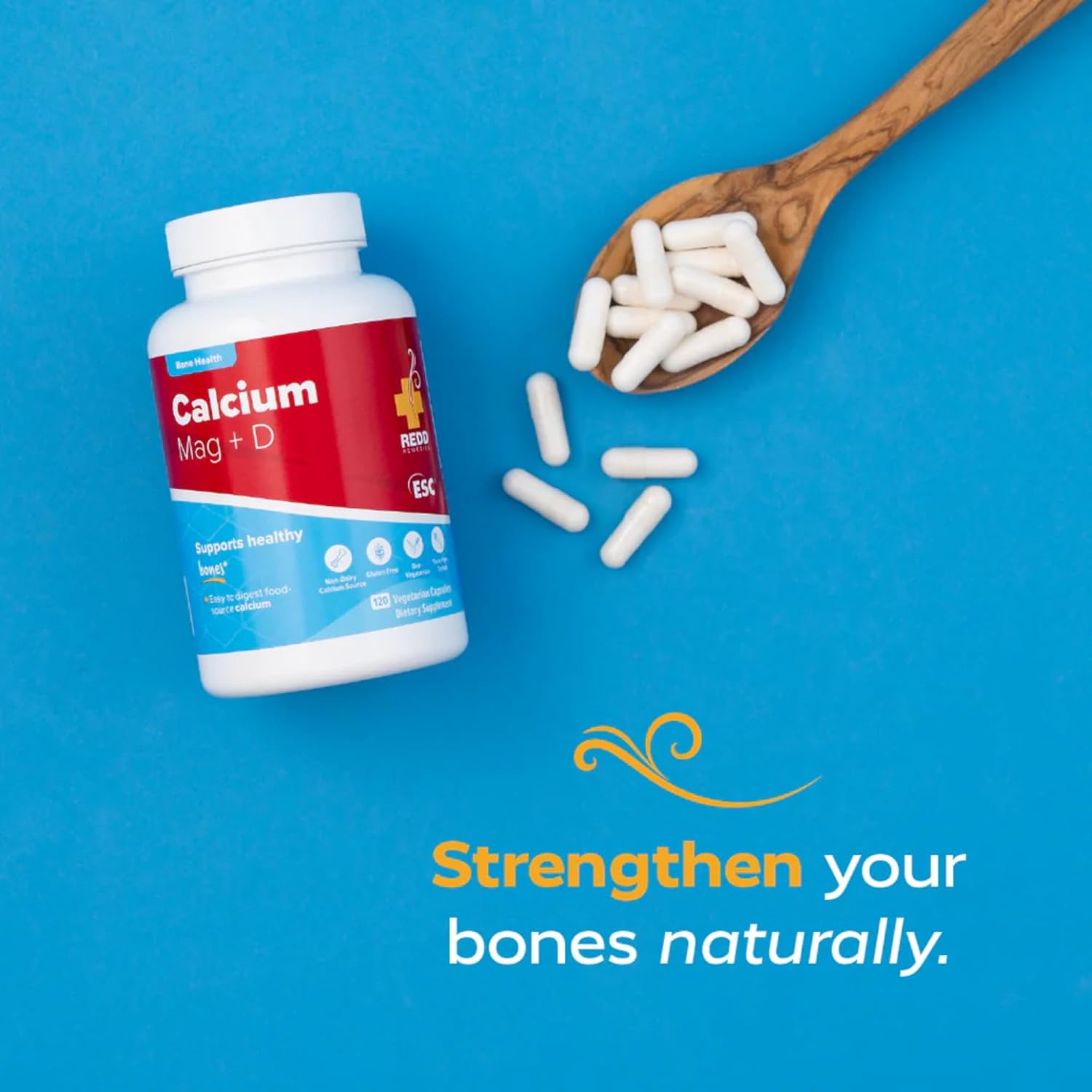 Redd Remedies, Calcium Mag + D, Vitamin D3 And Calcium For Strong Bone Support, 120 Vegetarian Capsules : Health & Household