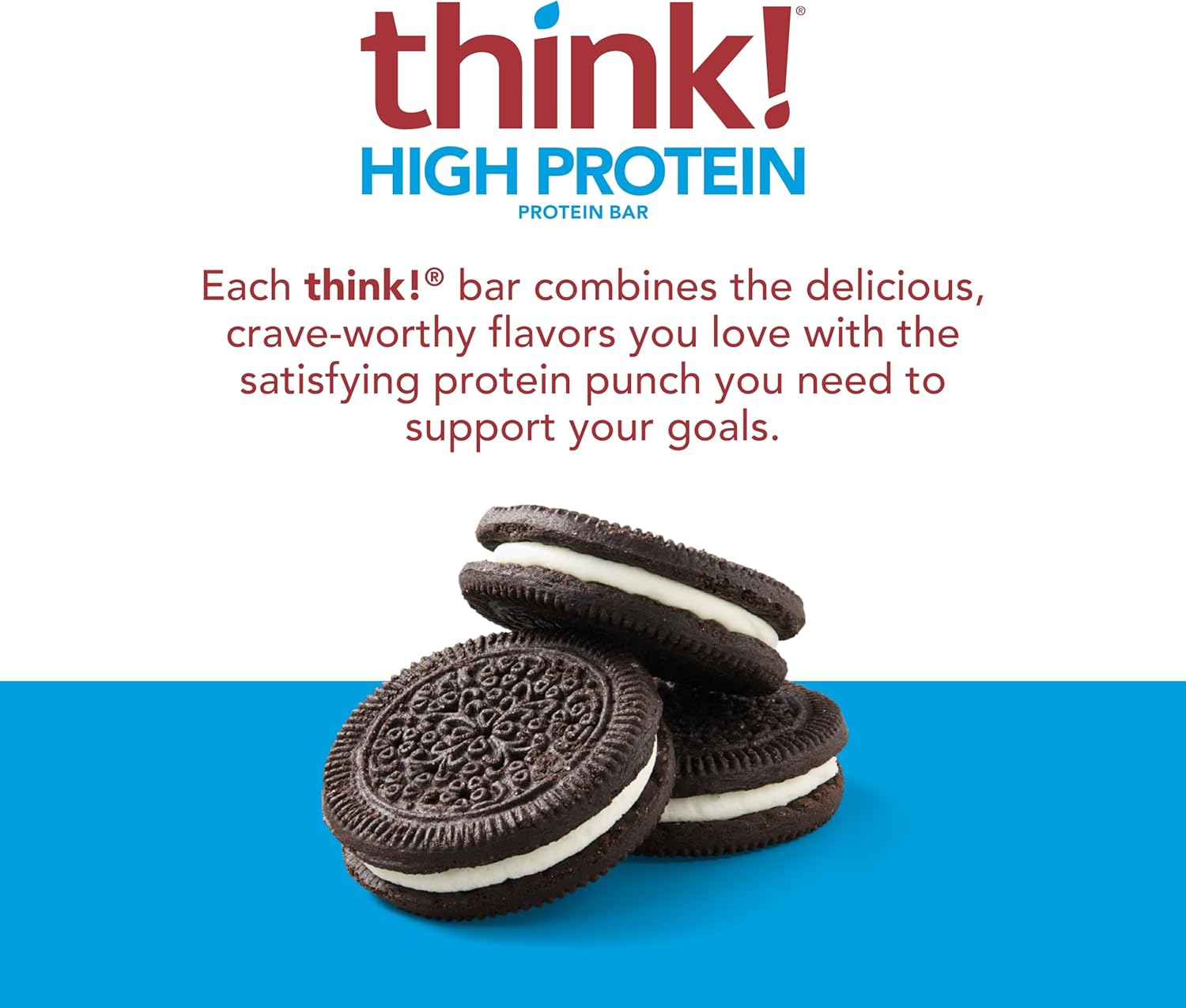 think! Protein Bars, High Protein Snacks, Gluten Free, Kosher Friendly, Cookies and Crème, Nutrition Bars, 2.1 Oz per Bar, 10 Count (Packaging May Vary) : Grocery & Gourmet Food