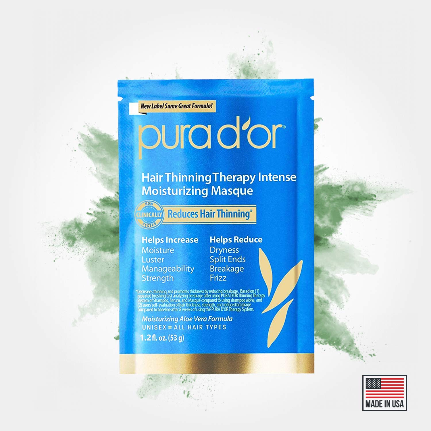 PURA D'OR Hair Thinning Therapy Intense Moisturizing Biotin Masque 1.2oz 8-Pack (9.6oz) Deeply Hydrating Treatment Hair Mask with Caffeine, Catalase for Thicker Hair, Men & Women (Packaging may vary) : Beauty & Personal Care