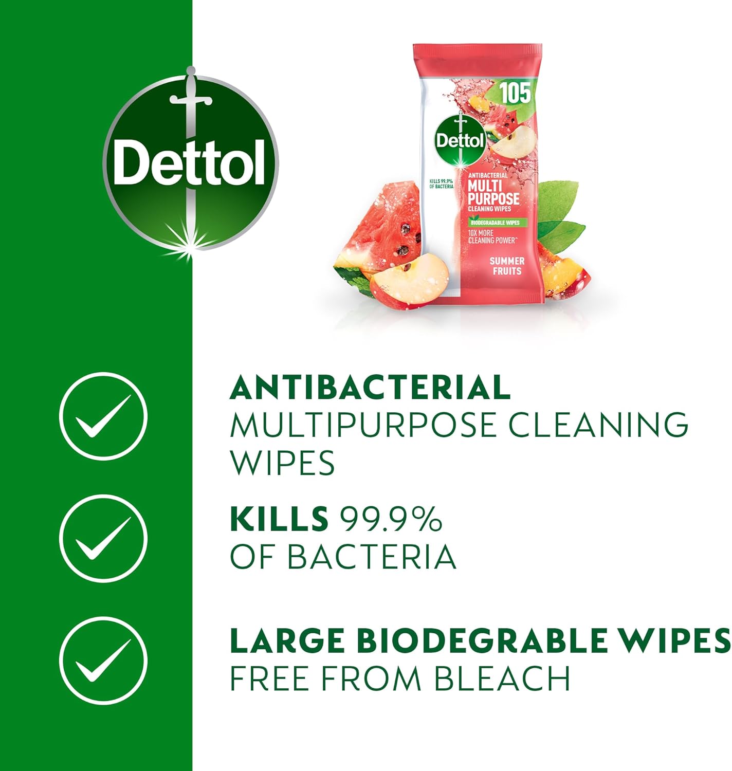 Dettol Antibacterial Cleaning Wipes Summer Fruits 105s : Amazon.co.uk: Health & Personal Care