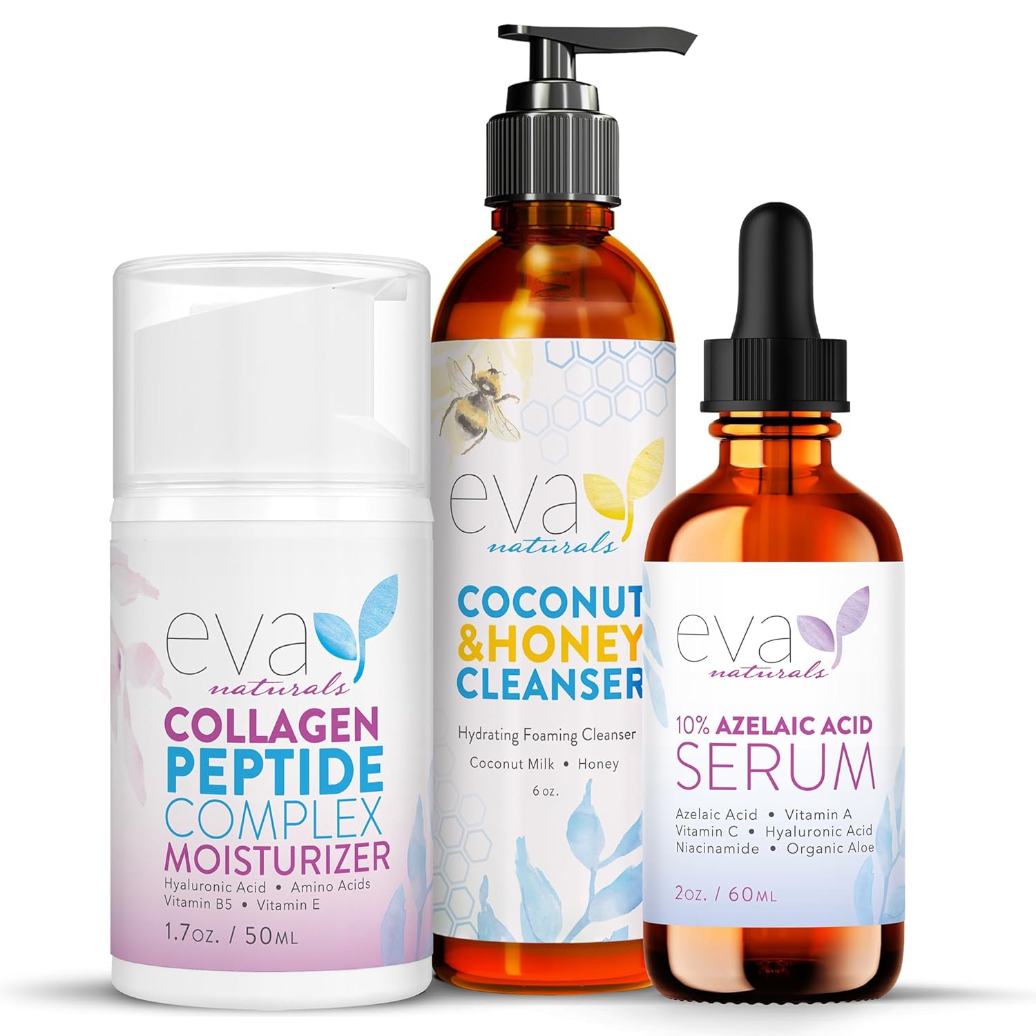 Azelaic Acid Serum, Collagen Peptide Serum & Coconut And Honey Cleanser Bundle