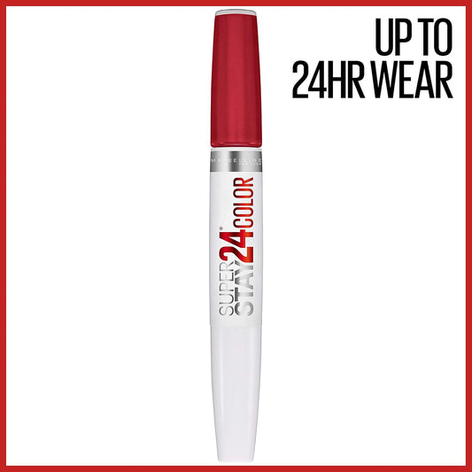 Maybelline Super Stay 24, 2-Step Liquid Lipstick Makeup, Long Lasting Highly Pigmented Color With Moisturizing Balm, Eternal Cherry, Cherry Red, 1 Count