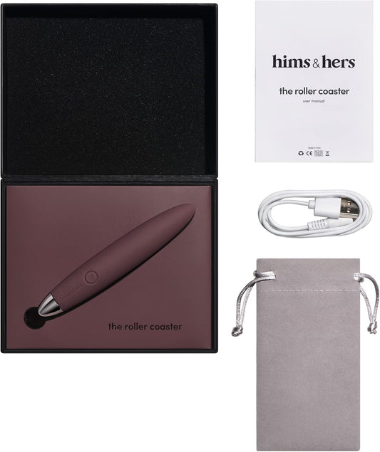 Hims & Hers Roller Coaster Bullet Vibrator With 3 Vibration Patterns, Compact 5 Inch Design, Usb-Rechargeable Lithium Battery, Made From Waterproof Silicone