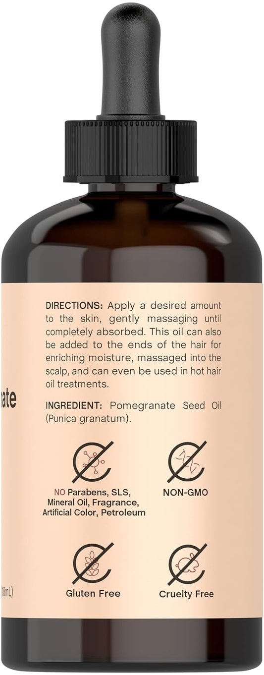 Horbäach Pomegranate Seed Oil | 4 Fl Oz | For Face & Hair | Promotes Clear Looking Skin, And Reduces Appearance Of Fine Lines And Wrinkles | Cold Pressed | Sls & Paraben Free | Coera