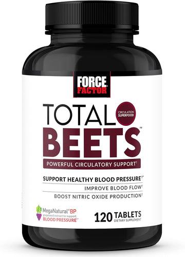 Force Factor Total Beets Blood Pressure Support With Grape Seed Extract And Non Gmo Beet Root Powder For Heart Health, Circulation, & Blood Flow, 120 Count