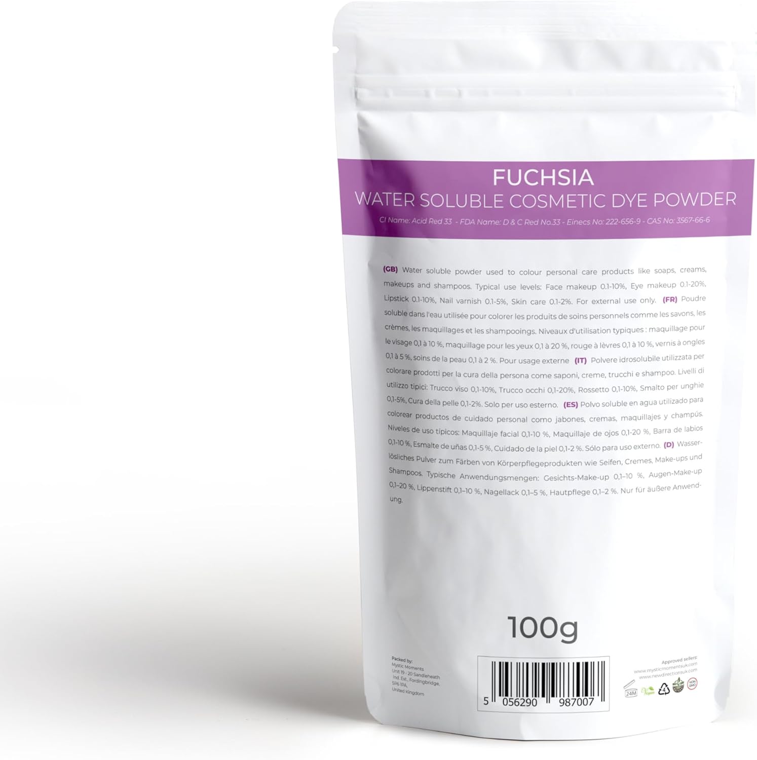 Mystic Moments | Fuchsia Water-Soluble Cosmetic Dye Powder 500g (5 x 100g Pouch) | Perfect for Soap Making, Creams, Make Ups, Shampoos and Lotions : Amazon.co.uk: Home & Kitchen