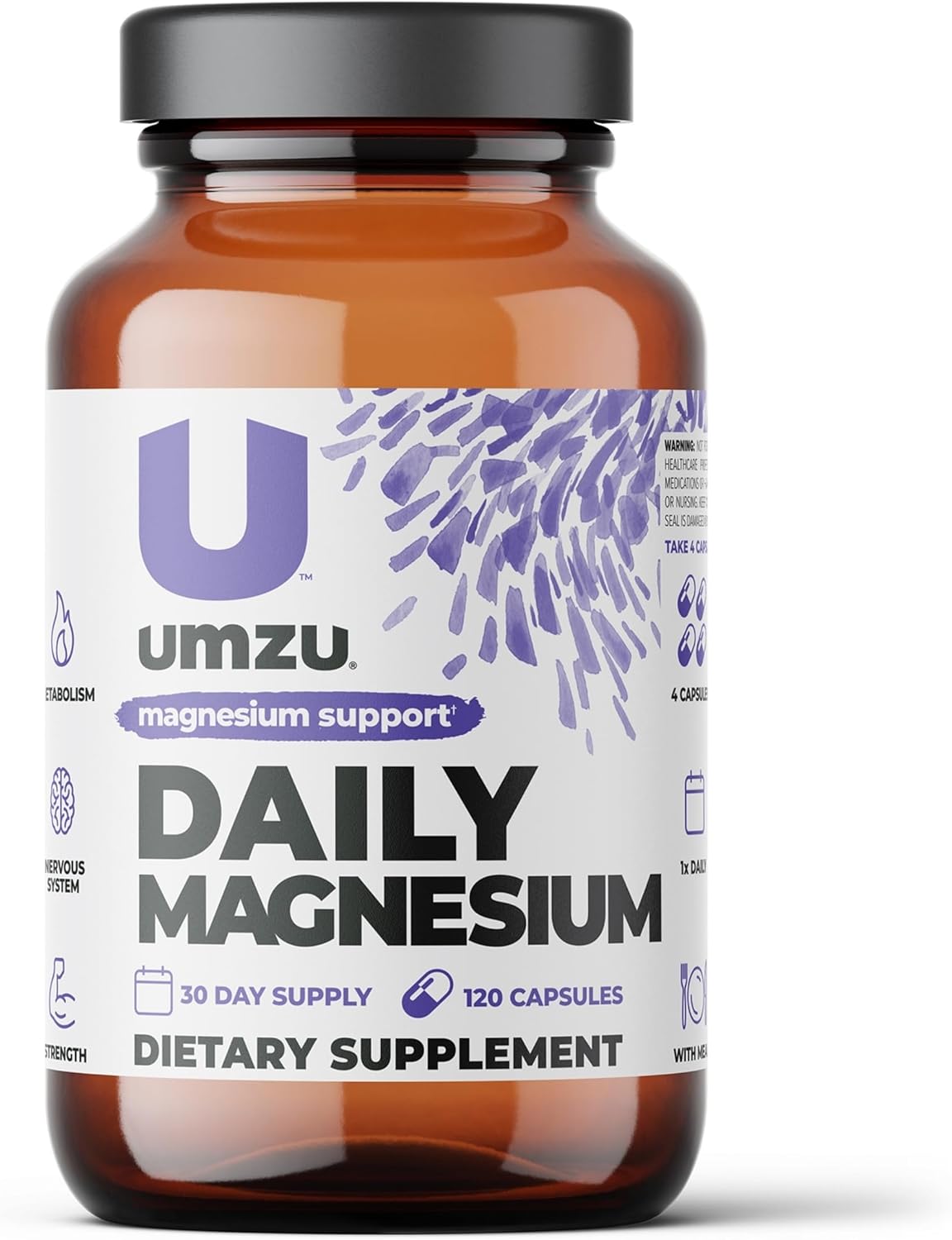 Umzu Daily Magnesium | Potent Bioavailable Magnesium Complex For Healthy Metabolism, Sustained Energy, Exercise Performance & Sleep Support (30 Day Supply | 120 Capsules)