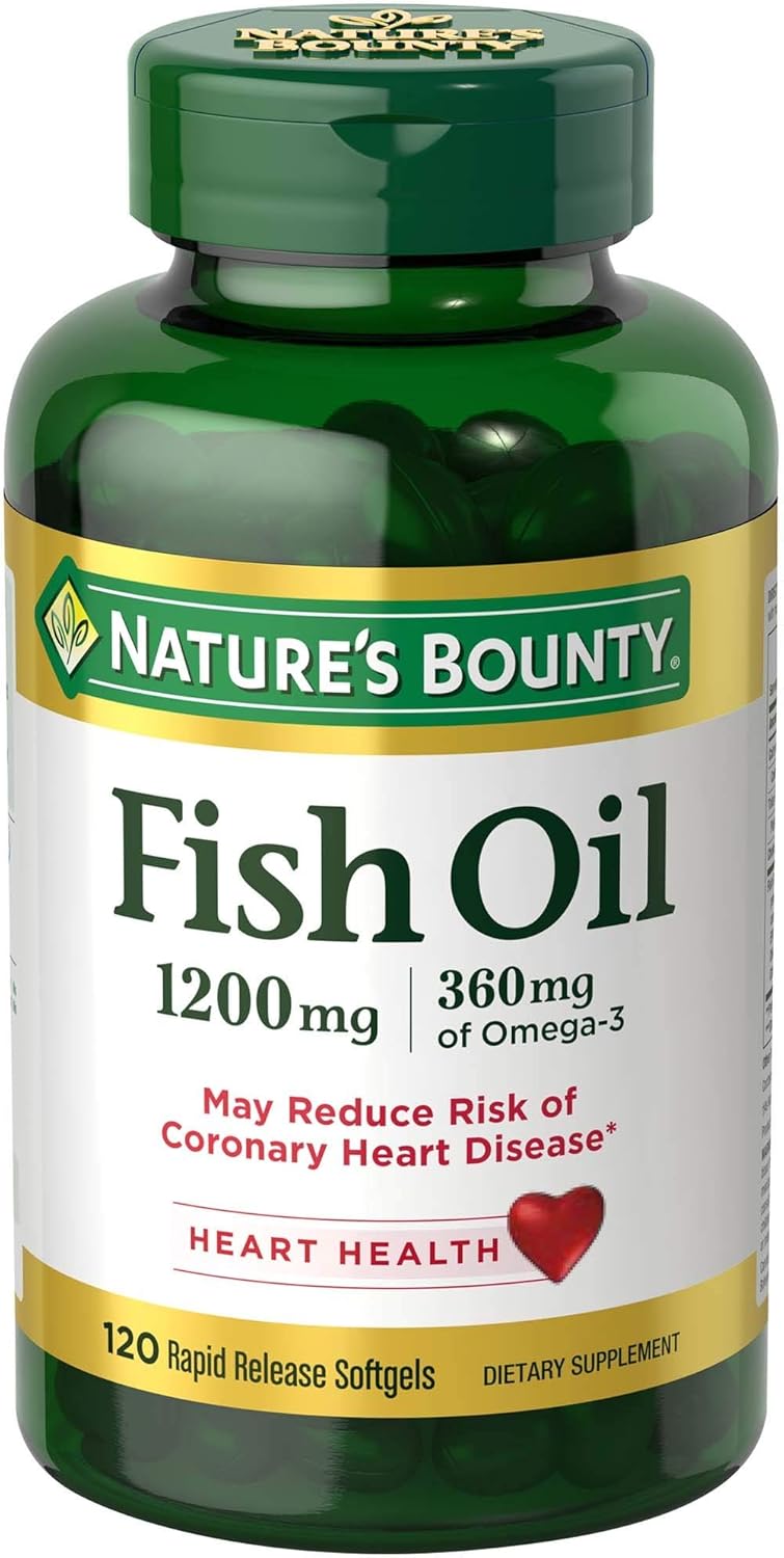 Nature'S Bounty F.Ish Oil, Supports Heart Health, 1200 Mg- 120 Ct - Rapid Release Softgels,…
