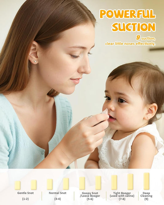 Electric Nasal Aspirator for Baby, Hospital Grade 9 Suction Baby Nose Sucker with Built-in Music & Night Light Nose Suction for Infants Babies Toddlers with Larger Snot Storage Tank A