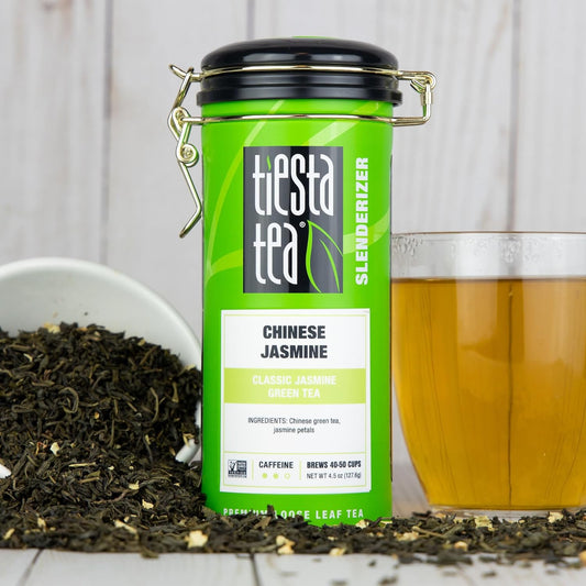 Tiesta Tea - Chinese Jasmine, Classic Jasmine Green Te, Premium Loose Leaf Tea Blend, Medium Caffeinated Green Tea, 50 Cups - 4.5 Ounce Refillable Tin