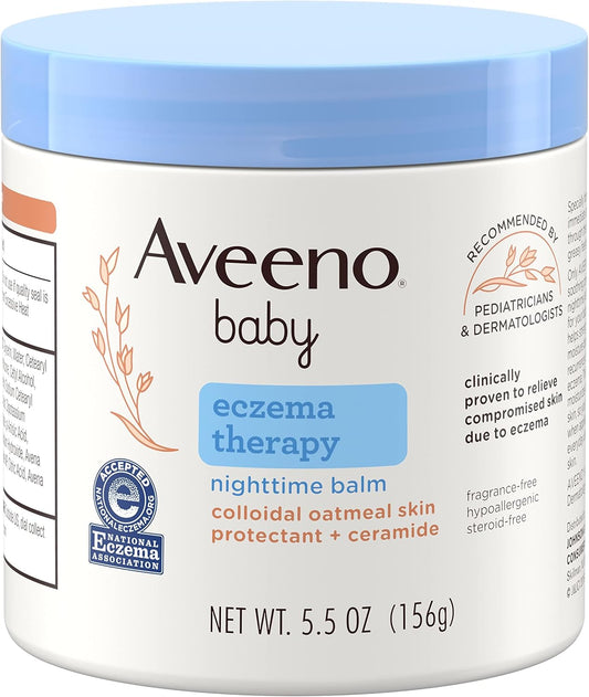 Aveeno Baby Eczema Therapy Nighttime Balm, With Natural Colloidal Oatmeal And Dimethicone For Dry Skin And Baby Eczema Relief, 5.5 Oz (Pack Of 3)