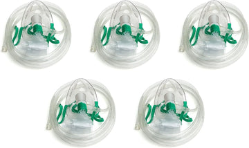 Dealmed Non-Rebreather Oxygen Mask – Oxygen Face Mask With Adjustable Nose Clip, Clear Finish, Adult Size, Suitable For Doctors, Emts, Hospitals, And First Aid Kits (5 Count)