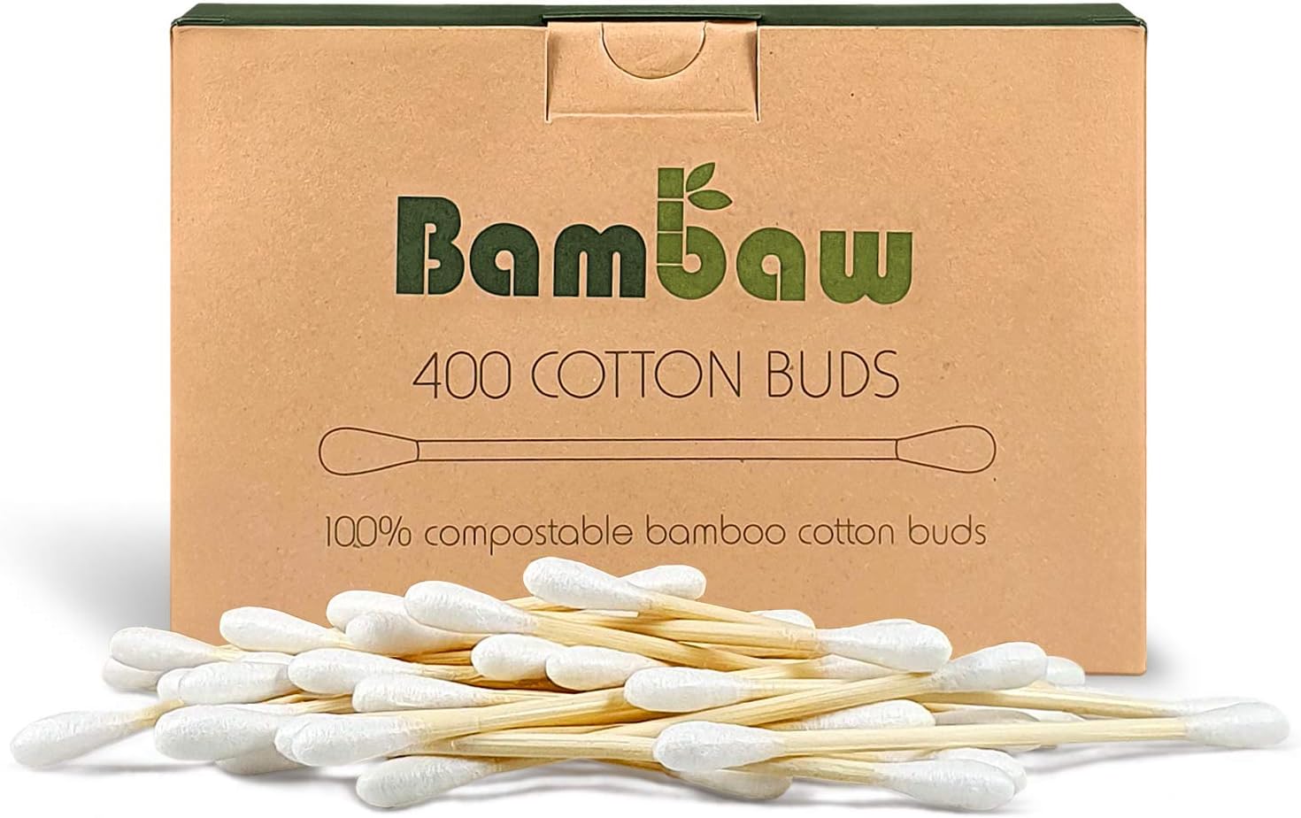 400 Bamboo Cotton Buds | Q Tips | Ear Sticks | Cotton Swab | Wooden Cotton Bud | Eco Friendly Cotton Buds| Ear Buds Cotton | Biodegradable Cotton Buds | Bamboo Earbuds | Wooden Ear Buds | Bambaw