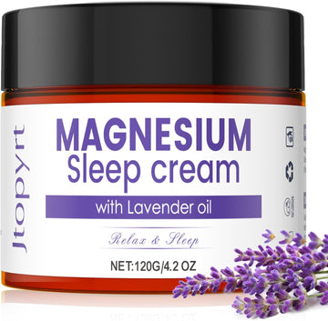 Magnesium Sleep Cream: Long Lasting Moisturizing Topical Magnesium Lotion With Lavender Oil For Leg Cramps Pain Safe For Kids 120G/4.2Oz