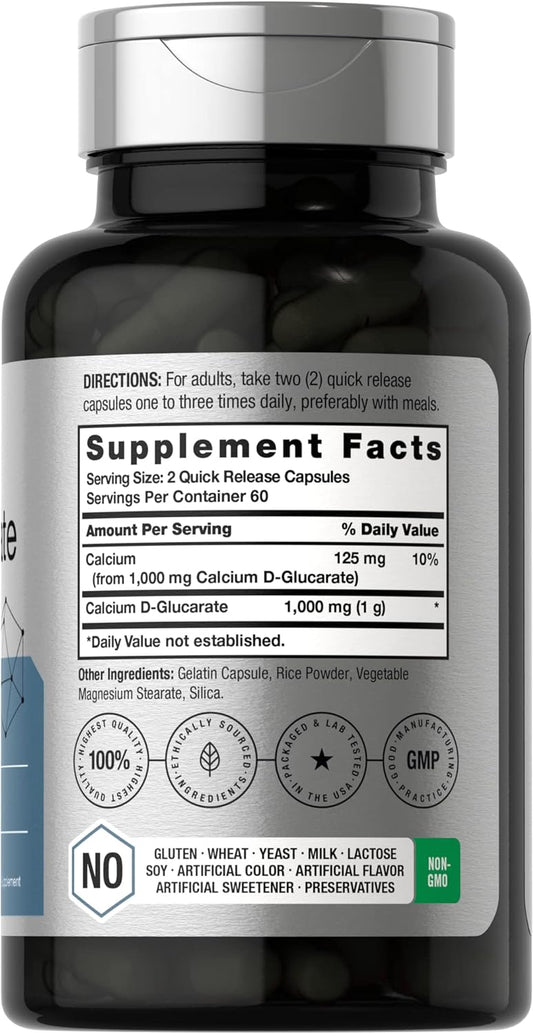Horbach Calcium D-Glucarate 1000mg | 120 Capsules | Non-GMO, Gluten Free Supplement