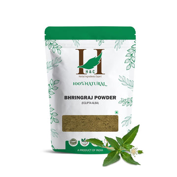 H&C- 100% Natural Bhringraj Powder For Hair (227G / 0.5 Lb/ 08 Oz) - Hair Growth Rejuvenator From Indian Ayurveda
