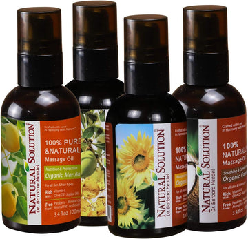 Natural Solution Aromatherapy Top 4 Essential Oils,100 % Pure & Natural Massage Oil Gift Set,(Sunflower Oil,Argan Oil,Marula Oil,Cocnut Oil)