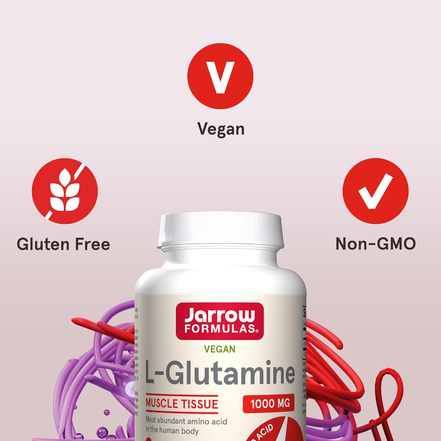 Jarrow Formulas L-Glutamine 1000 Mg - Amino Acid Supplement - Supports Muscle Tissue, Immune Support & Metabolism - 100% L-Glutamine - 100 Servings (Easy-Solv Tablets) : Health & Household