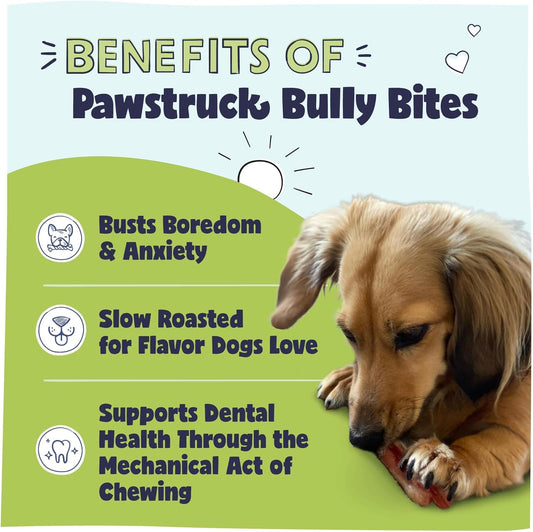 Pawstruck Natural 1-4" Bully Stick Bites for Small Dogs & Puppies – Single Ingredient Digestible Rawhide Free Alternative - High Protein Chew Treat Bones - 8 oz Bag - Packaging May Vary