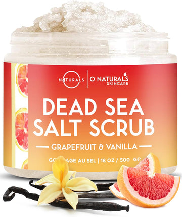 O Naturals Lemon & Mint Dead Sea Salt Scrub. Refreshing All Natural Exfoliator For Face, Hands, Body & Acne. Smooths, Renews & Revives Skin With Argan & Sweet Almond Oil. For Women & Men. 500 Gr
